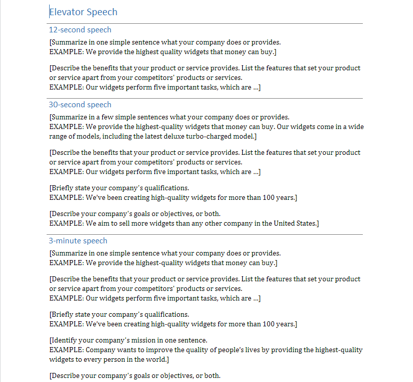 30 second speech example