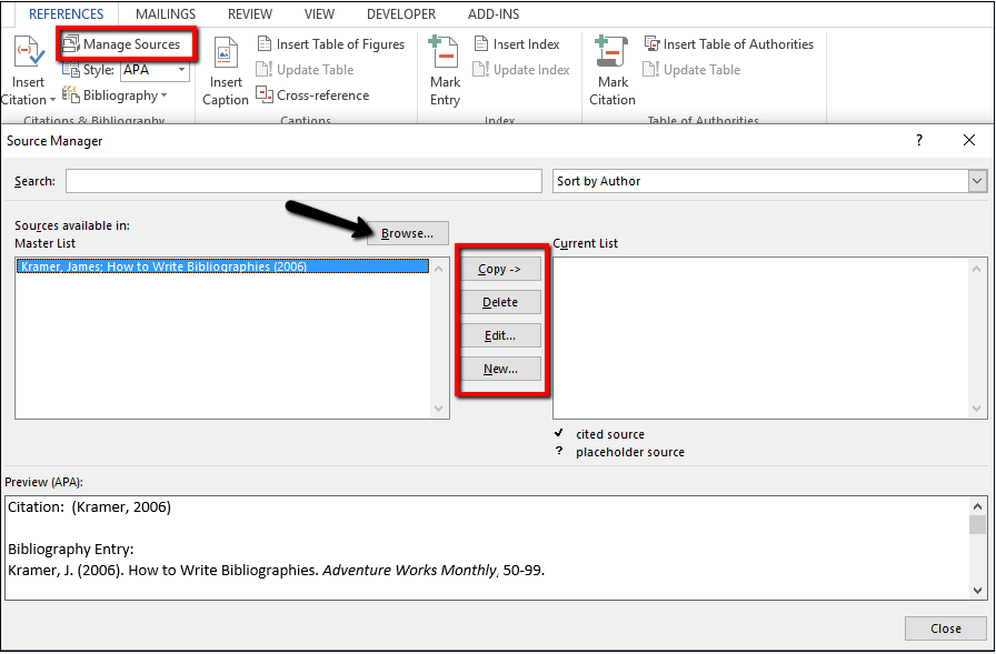 how to insert a citation in word 2013