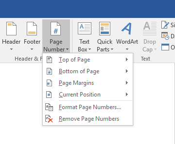 how to add page numbers in word