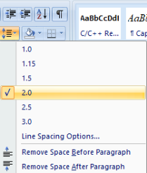 double space in word