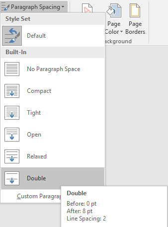 double space in word