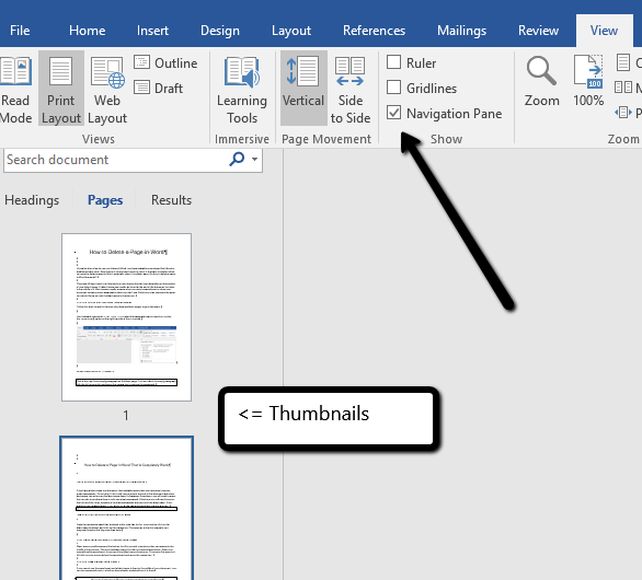 How to delete page in word