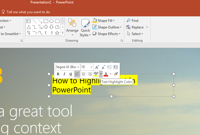 highlight text in powerpoint
