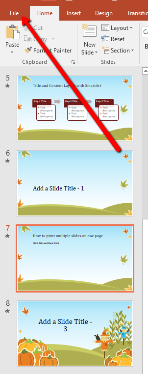 how to print multiple slides on one page