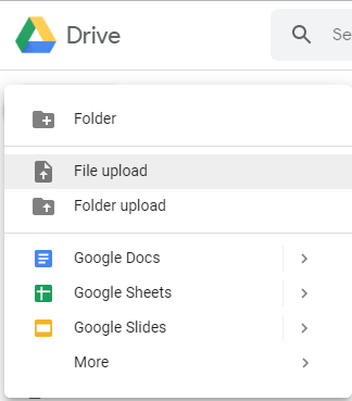 Google Docs file upload