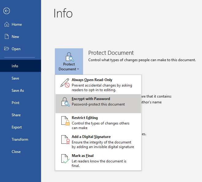 how to lock a word document