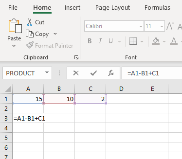 add and subtract in excel