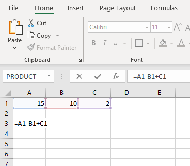 how do you add and subtract in the same excel formula