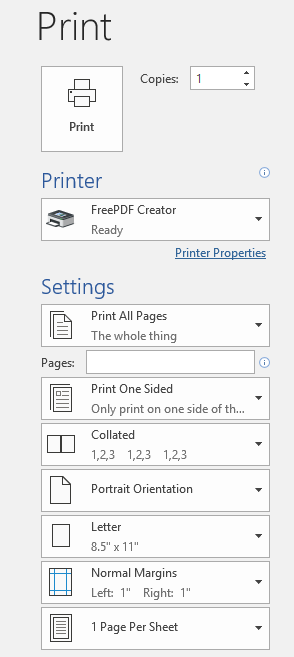 print dialog